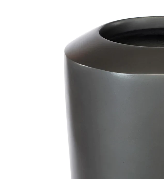 Fiberglass Large Barrel Planter, Pewter, By Gold Leaf Design Group - Image 4
