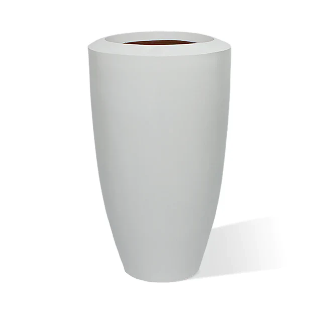 Fiberglass Large Barrel Planter, White, G By Gold Leaf Design Group - Image 2