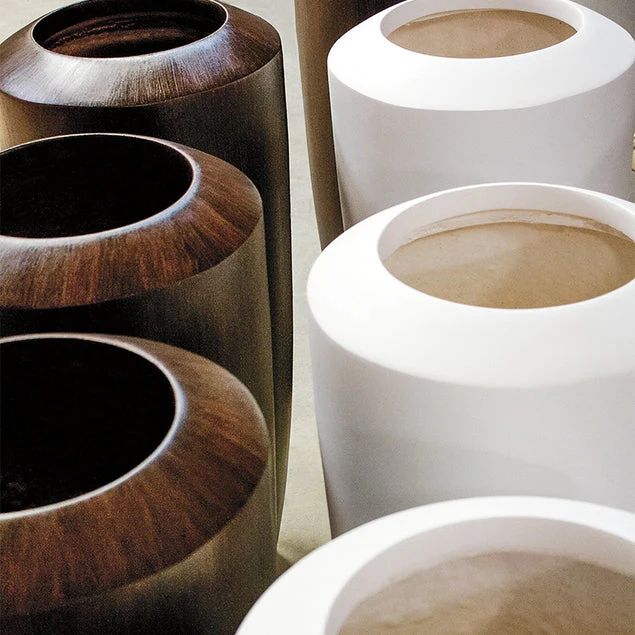 Fiberglass Large Barrel Planter, White, G By Gold Leaf Design Group - Image 3