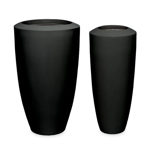 Fiberglass Small Barrel Planter Black, GL By Gold Leaf Design Group - Image 2