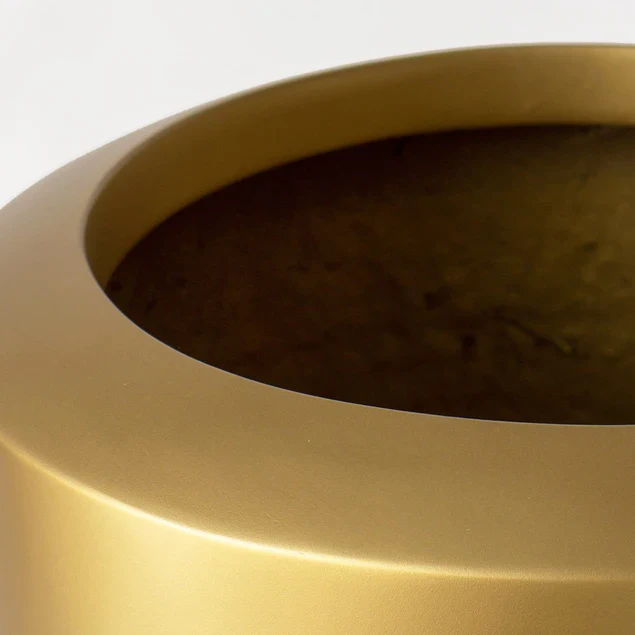 Fiberglass Small Barrel Planter, Gold, Sa By Gold Leaf Design Group - Image 3