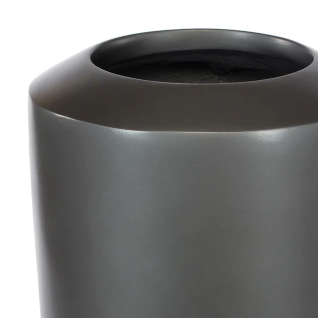 Fiberglass Small Barrel Planter, Pewter, By Gold Leaf Design Group - Image 2