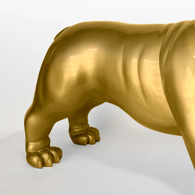 Fiberglass UV  Bulldog MD Outdoor Sculpture, Gold By Gold Leaf Design Group - Image 4