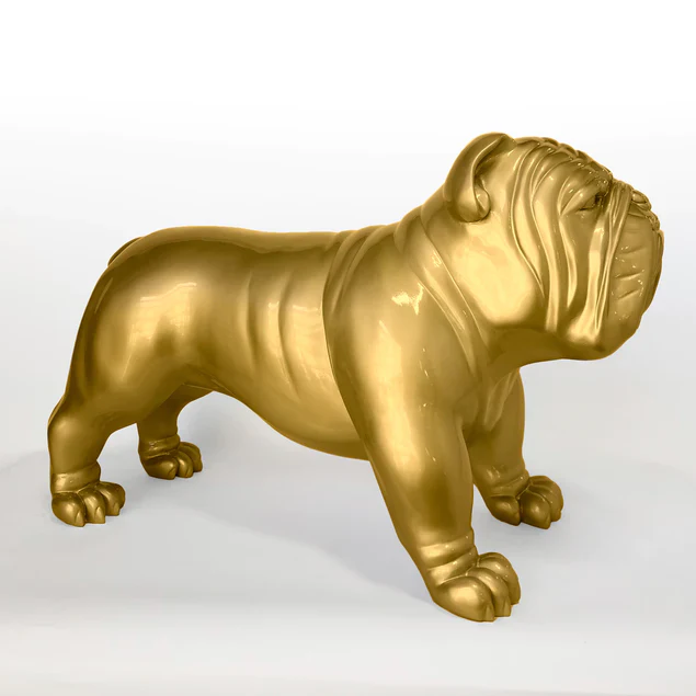 Fiberglass UV  Bulldog MD Outdoor Sculpture, Gold By Gold Leaf Design Group - Image 6