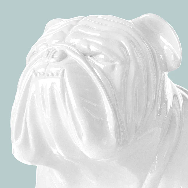 Fiberglass UV  Bulldog MD Outdoor Sculpture, White By Gold Leaf Design Group - Image 3