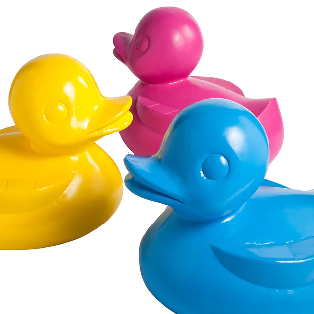 Fiberglass UV  Duck Outdoor Sculpture, Blue By Gold Leaf Design Group - Image 4
