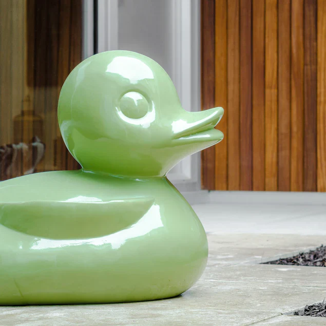 Fiberglass UV  Duck Outdoor Sculpture, Dill Gre By Gold Leaf Design Group - Image 3