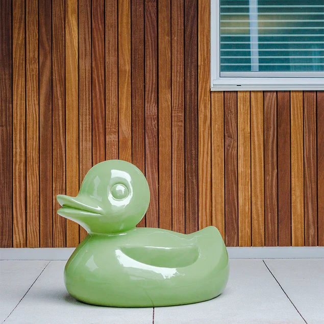 Fiberglass UV  Duck Outdoor Sculpture, Dill Gre By Gold Leaf Design Group - Image 4