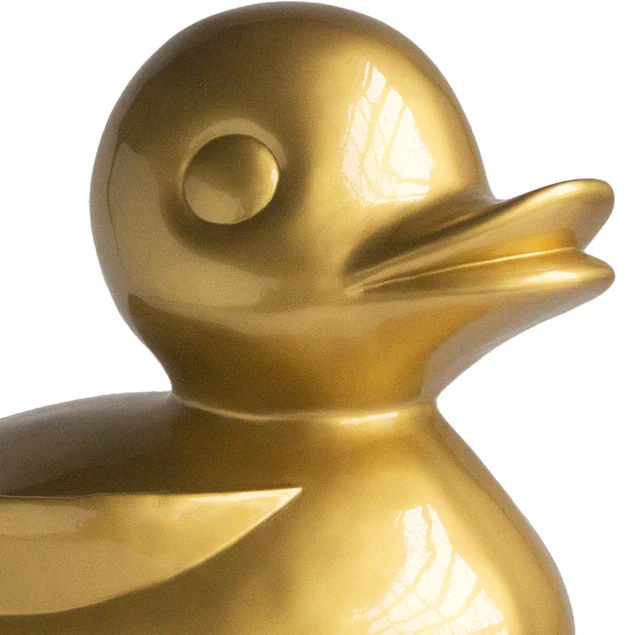 Fiberglass UV  Duck Outdoor Sculpture, GOLD PAI By Gold Leaf Design Group - Image 5