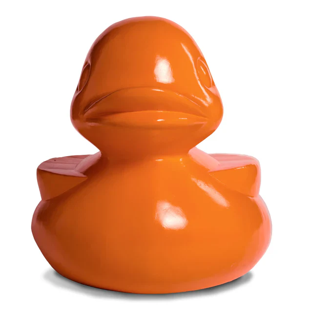 Fiberglass UV  Duck Outdoor Sculpture, Orange By Gold Leaf Design Group - Image 4