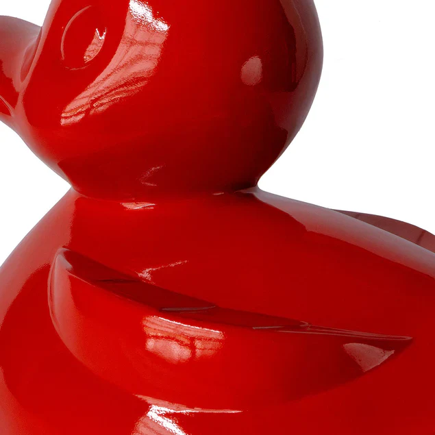 Fiberglass UV  Duck Outdoor Sculpture, Red By Gold Leaf Design Group - Image 5