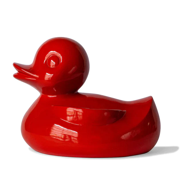 Fiberglass UV  Duck Outdoor Sculpture, Red By Gold Leaf Design Group - Image 6