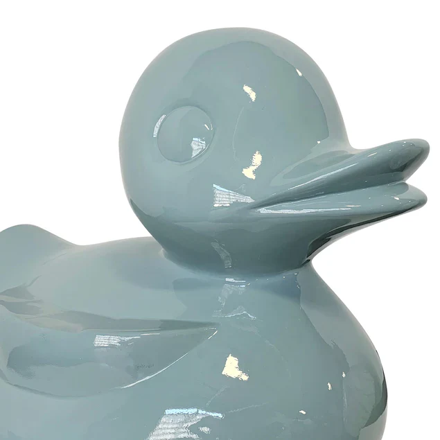 Fiberglass UV  Duck Outdoor Sculpture, Smoky Blue By Gold Leaf Design Group - Image 4