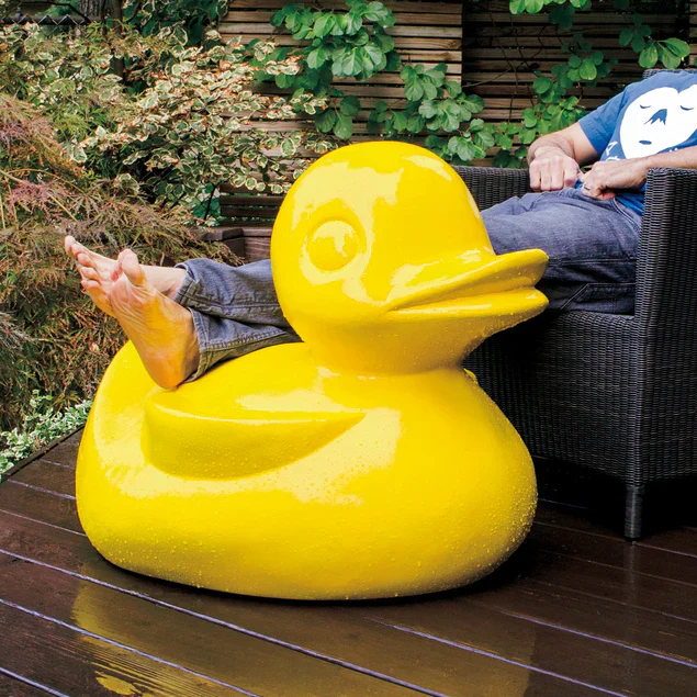 Fiberglass UV  Duck Outdoor Sculpture, Yellow By Gold Leaf Design Group - Image 2