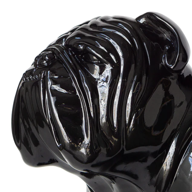 Fiberglass Bulldog  Large Sculpture, Black By Gold Leaf Design Group - Image 2