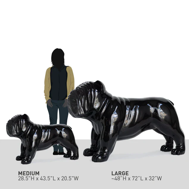 Fiberglass Bulldog  Large Sculpture, Black By Gold Leaf Design Group - Image 3