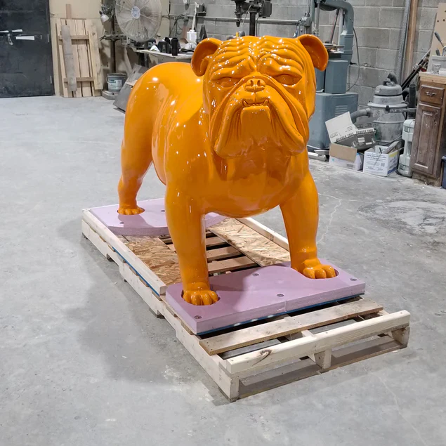 Fiberglass Bulldog  Large Indore Sculpture, Orange By Gold Leaf Design Group - Image 2