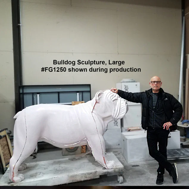 Fiberglass Bulldog  Large Indore Sculpture, Orange By Gold Leaf Design Group - Image 3