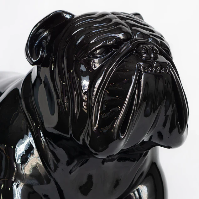 Fiberglass Bulldog MD Indore Sculpture, Black By Gold Leaf Design Group - Image 4