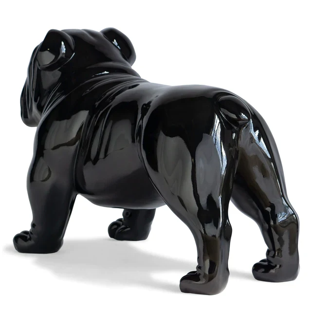 Fiberglass Bulldog MD Indore Sculpture, Black By Gold Leaf Design Group - Image 5