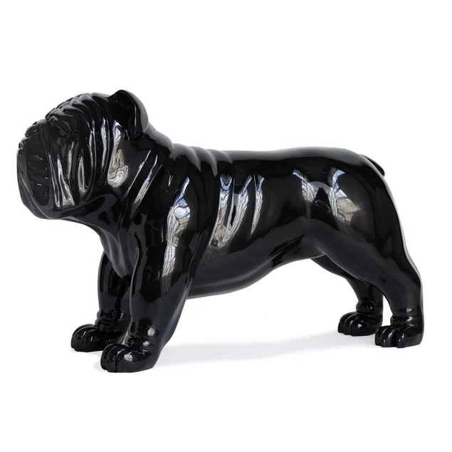 Fiberglass Bulldog MD Indore Sculpture, Black By Gold Leaf Design Group - Image 6