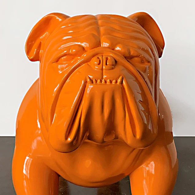 Fiberglass Bulldog MD Sculpture, Orange By Gold Leaf Design Group - Image 3