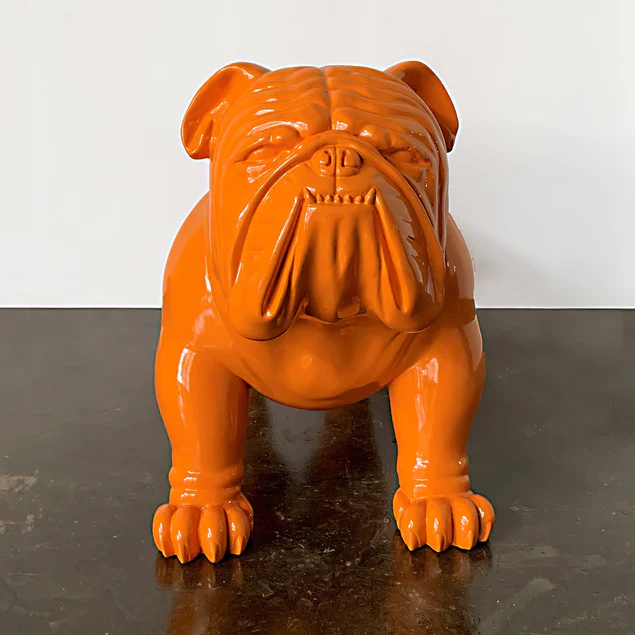 Fiberglass Bulldog MD Sculpture, Orange By Gold Leaf Design Group - Image 5