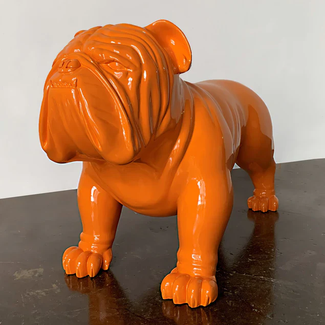 Fiberglass Bulldog MD Sculpture, Orange By Gold Leaf Design Group - Image 6
