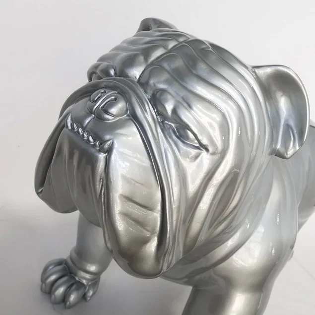 Fiberglass Bulldog MD Sculpture, Silve By Gold Leaf Design Group - Image 4