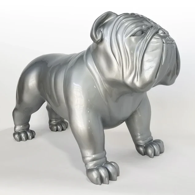 Fiberglass Bulldog MD Sculpture, Silve By Gold Leaf Design Group - Image 5