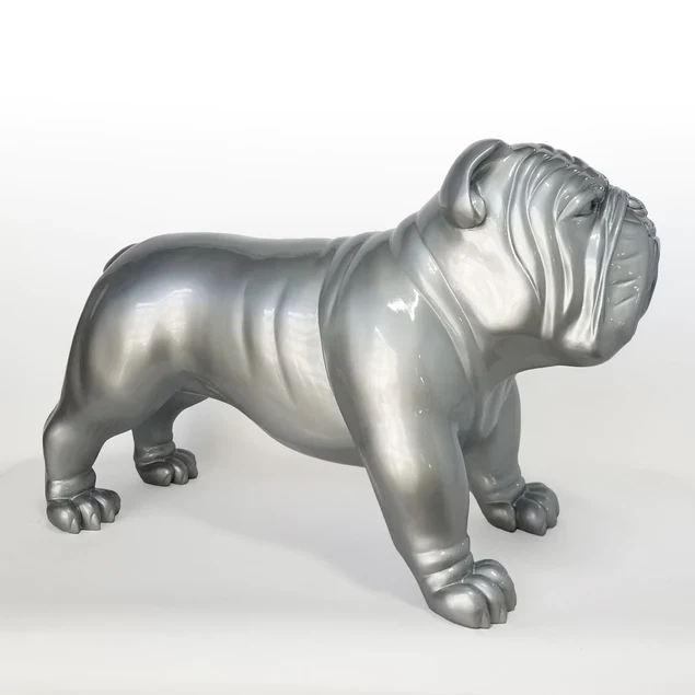 Fiberglass Bulldog MD Sculpture, Silve By Gold Leaf Design Group - Image 6