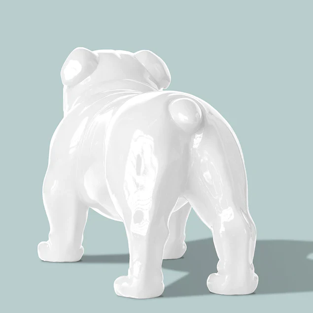Fiberglass Bulldog MD Sculpture, White By Gold Leaf Design Group - Image 4