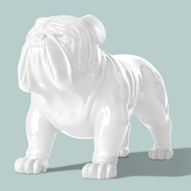 Fiberglass Bulldog MD Sculpture, White By Gold Leaf Design Group - Image 5