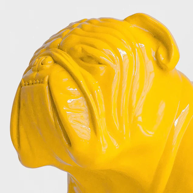 Fiberglass Bulldog MD Sculpture, Yellow By Gold Leaf Design Group - Image 3