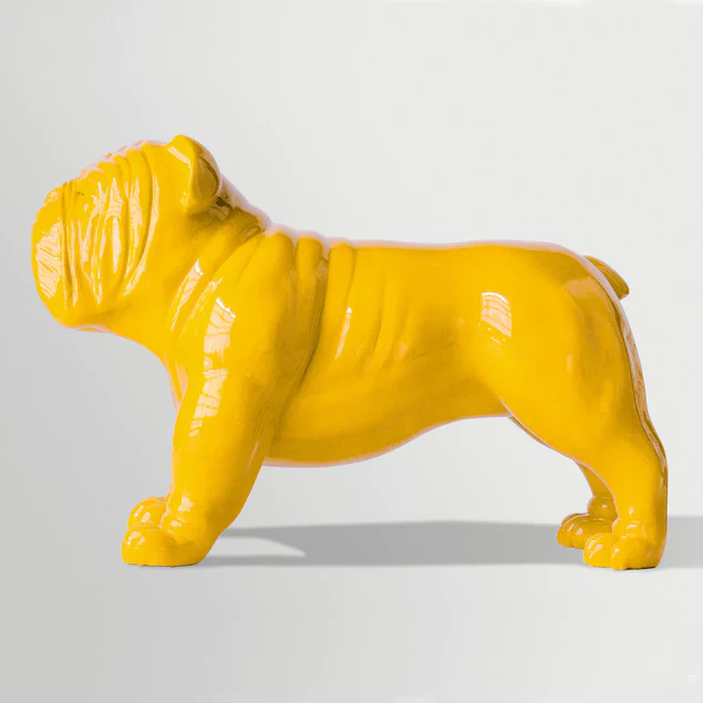 Fiberglass Bulldog MD Sculpture, Yellow By Gold Leaf Design Group - Image 6
