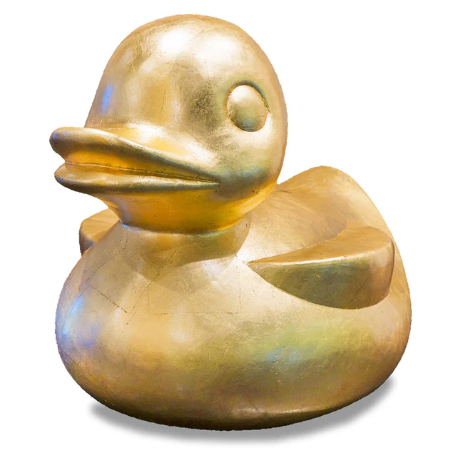 Fiberglass Duck Indore Sculpture, Gold Leaf By Gold Leaf Design Group - Image 2