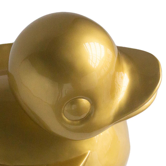Fiberglass Duck Indore Sculpture, GOLD PAINTE By Gold Leaf Design Group - Image 2