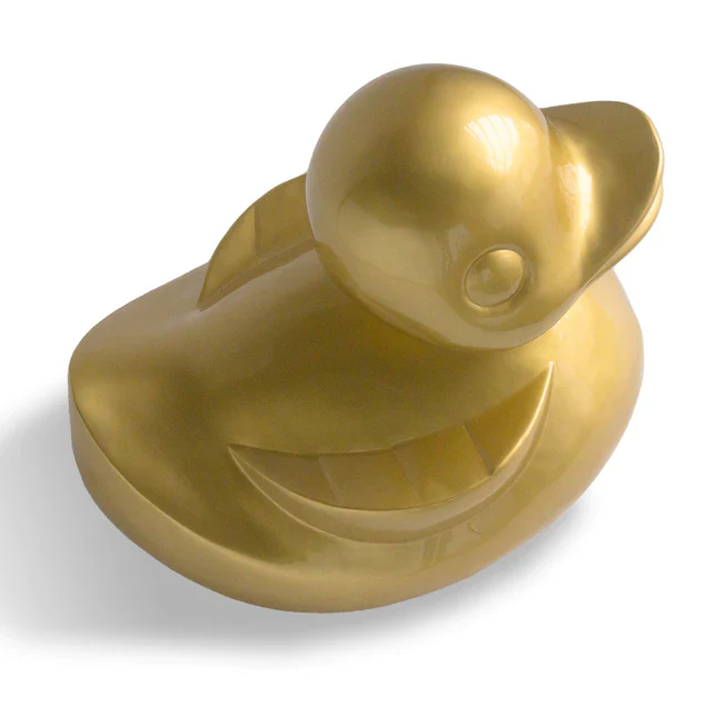 Fiberglass Duck Indore Sculpture, GOLD PAINTE By Gold Leaf Design Group - Image 3