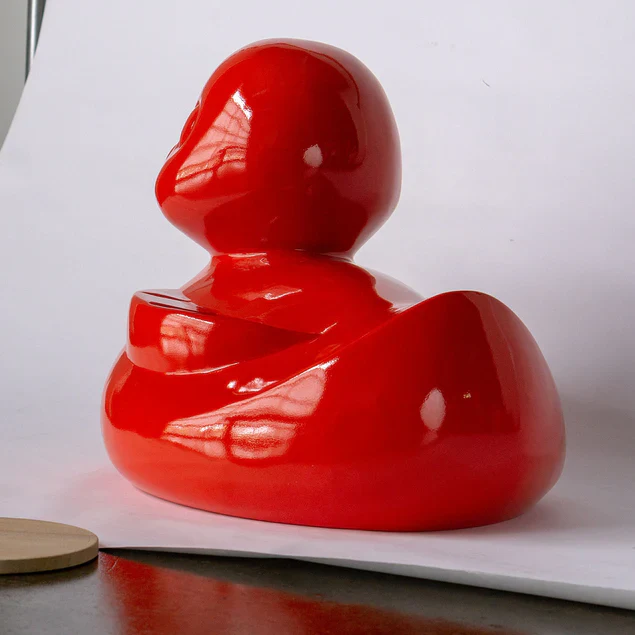 Fiberglass Duck Indore Sculpture, Red By Gold Leaf Design Group - Image 2