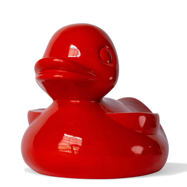 Fiberglass Duck Indore Sculpture, Red By Gold Leaf Design Group - Image 6
