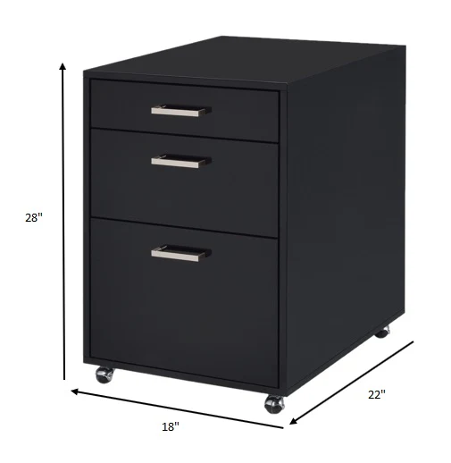 File Cabinet In Black High Gloss And Chrome - Metal Tube, Mdf, Poly Ven Black High Gloss And Chrome By Homeroots - Image 2