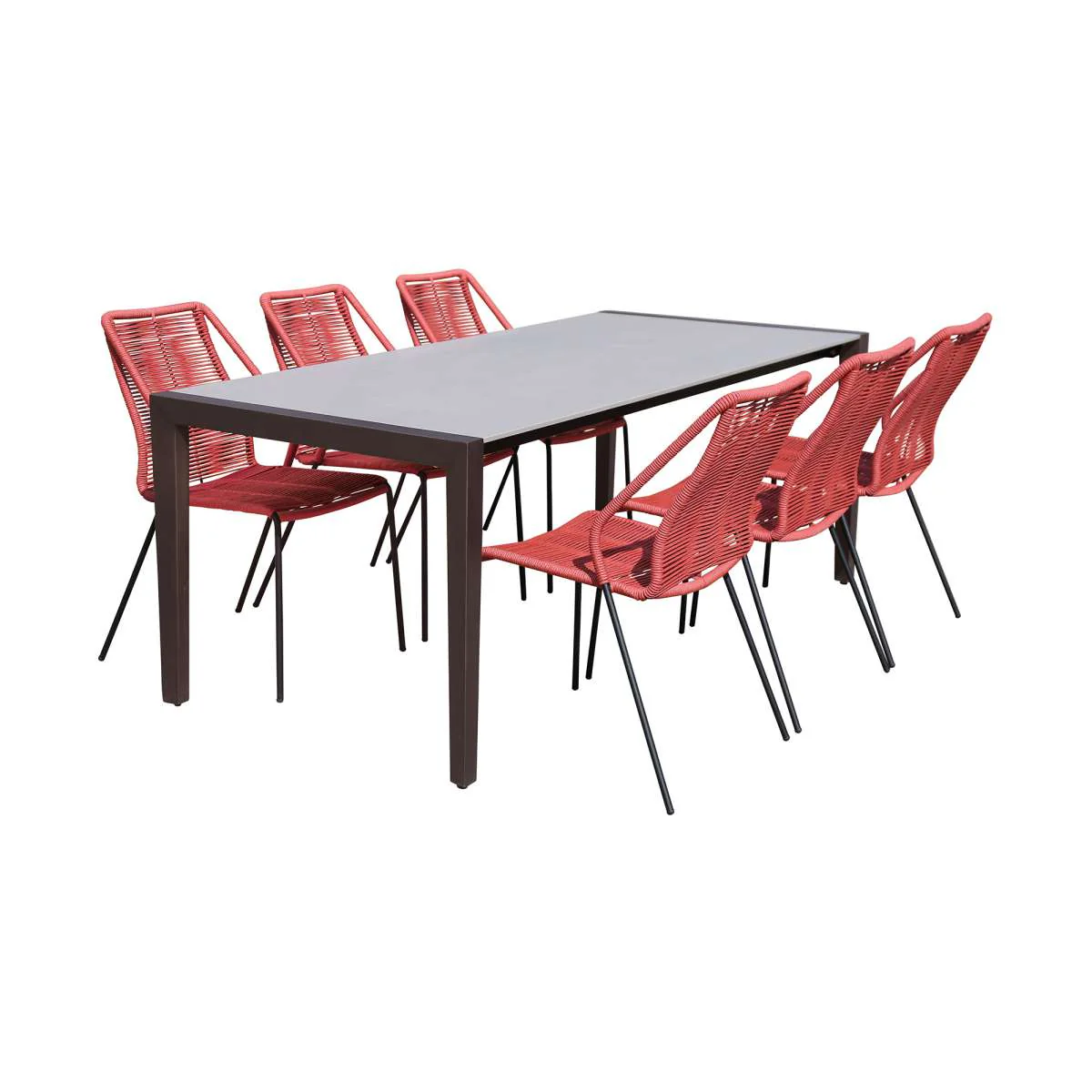 Fineline and Clip Indoor Outdoor 7 Piece Dining Set in Dark Eucalyptus Wood with Superstone and Blue Rope By Armen Living - Image 20
