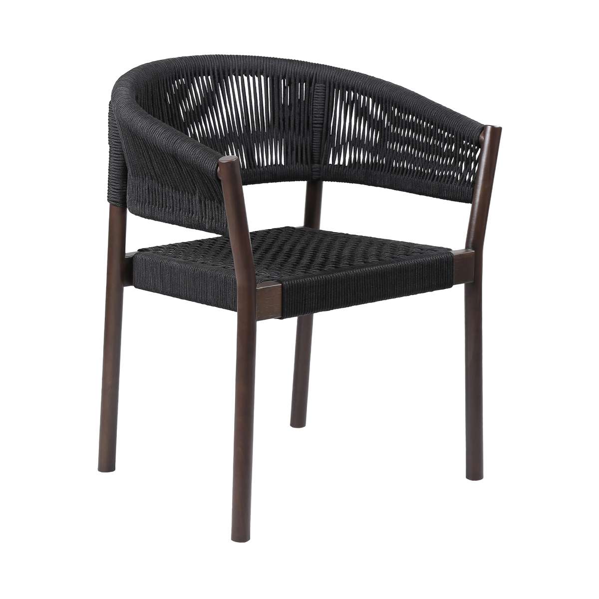 Fineline and Doris Indoor Outdoor 5 Piece Dining Set in Dark Eucalyptus Wood with Superstone and Black Rope By Armen Living - Image 4