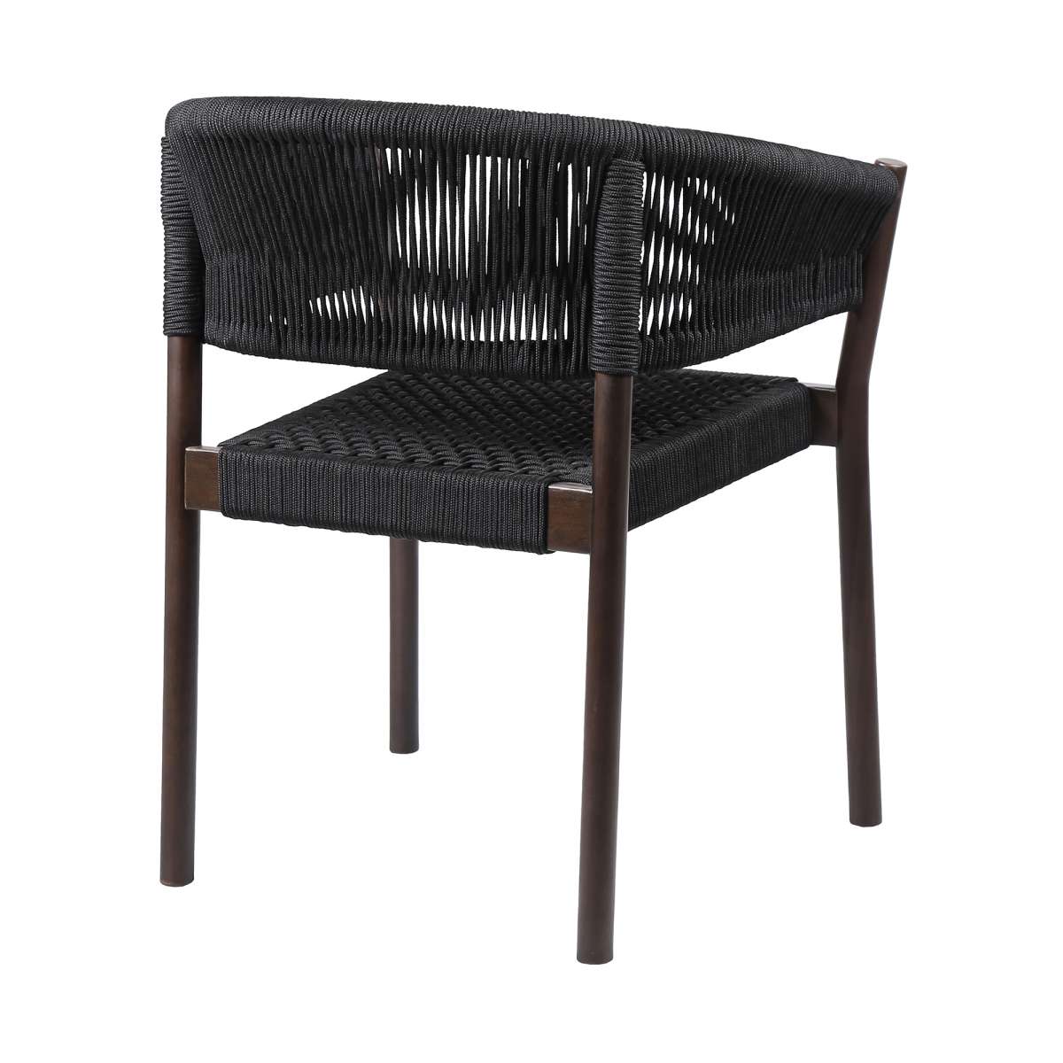 Fineline and Doris Indoor Outdoor 5 Piece Dining Set in Dark Eucalyptus Wood with Superstone and Black Rope By Armen Living - Image 5