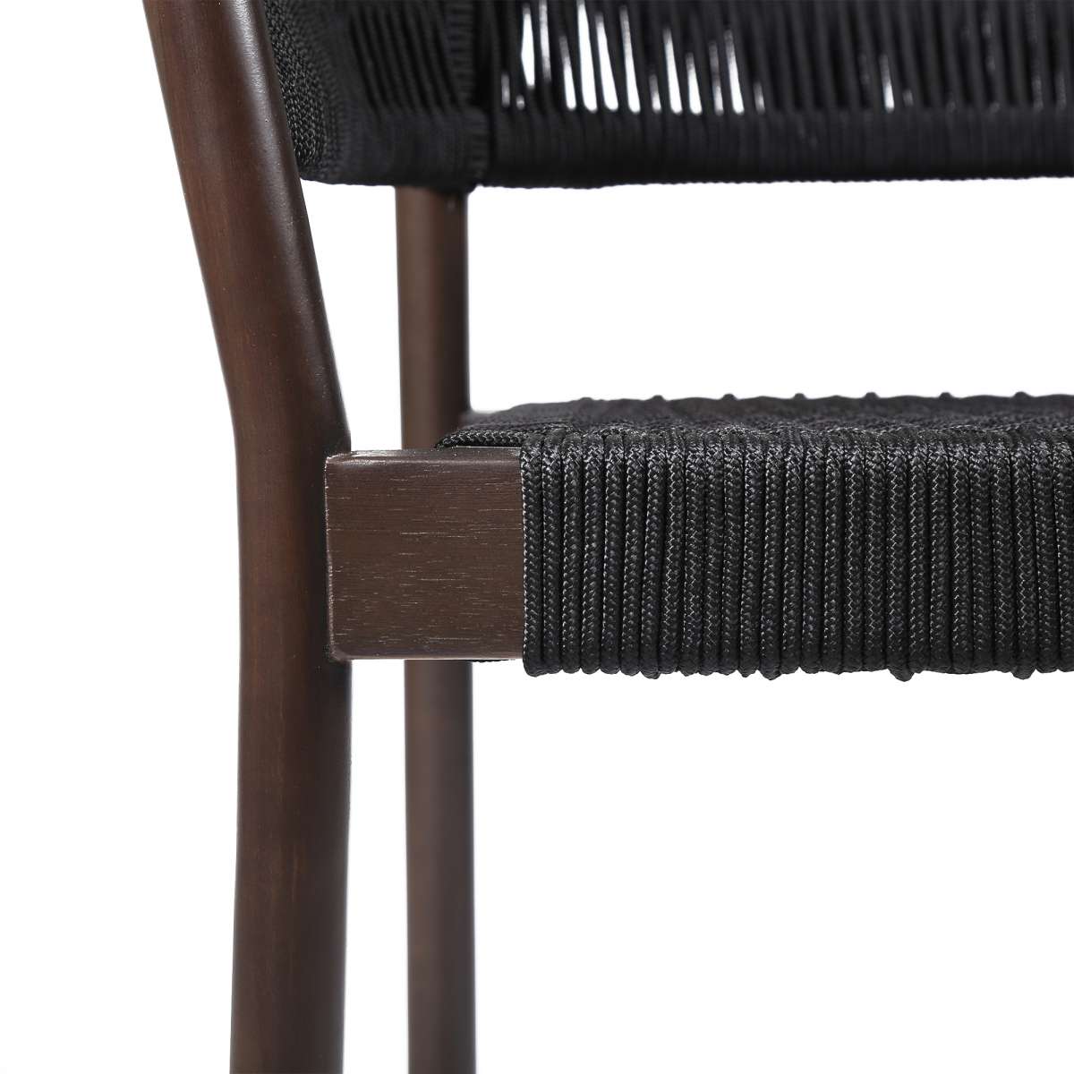 Fineline and Doris Indoor Outdoor 7 Piece Dining Set in Dark Eucalyptus Wood with Superstone and Black Rope By Armen Living - Image 7