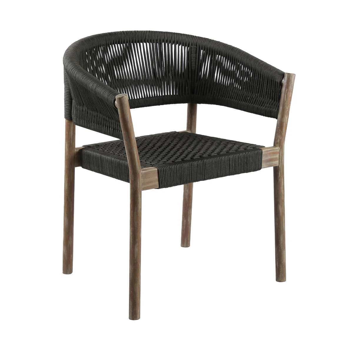Fineline and Doris Indoor Outdoor 7 Piece Dining Set in Light Eucalyptus Wood with Superstone and Charcoal Rope By Armen Living - Image 8