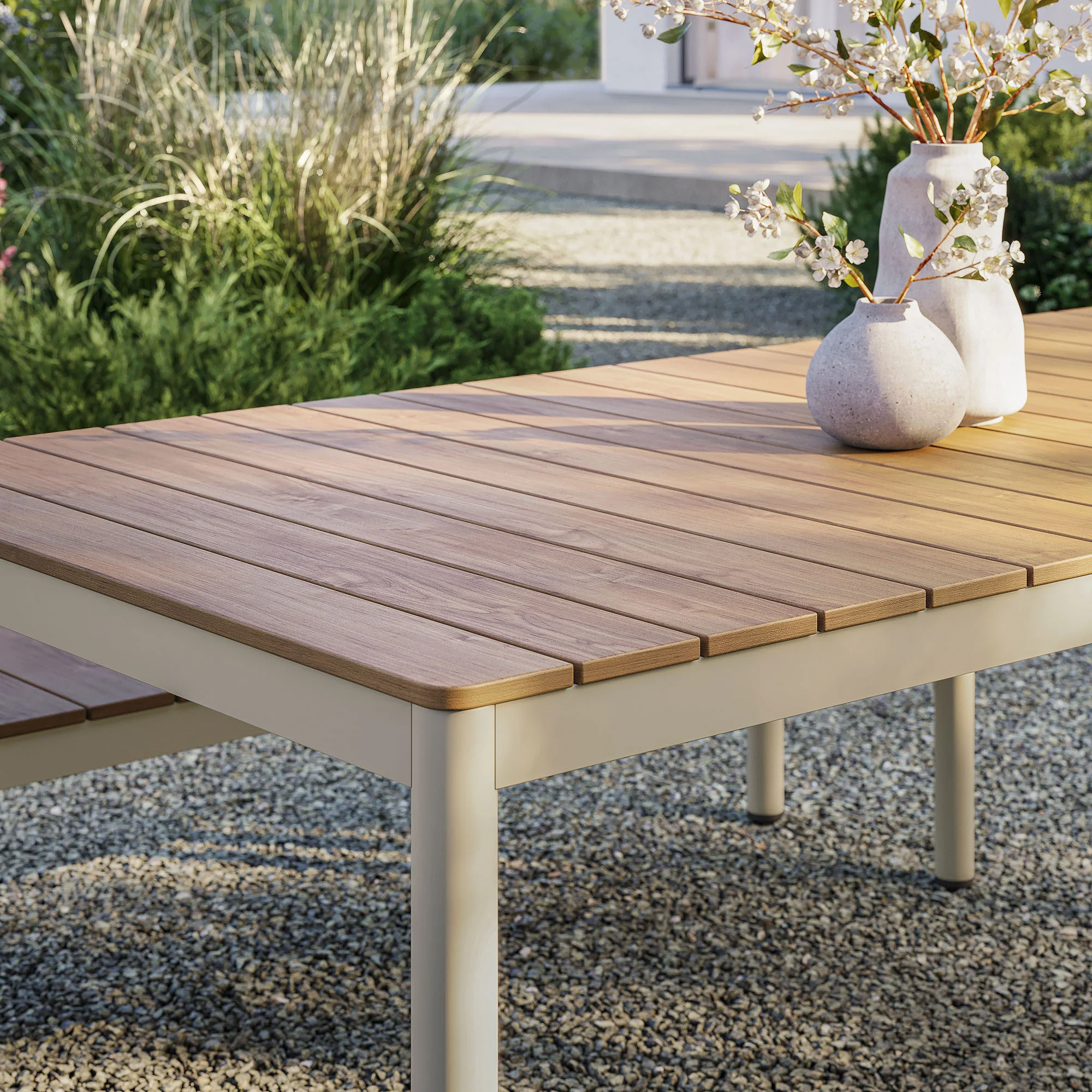 Finn 71" Outdoor Patio Aluminum Dining Table with Faux Wood Top by Modway - Image 7