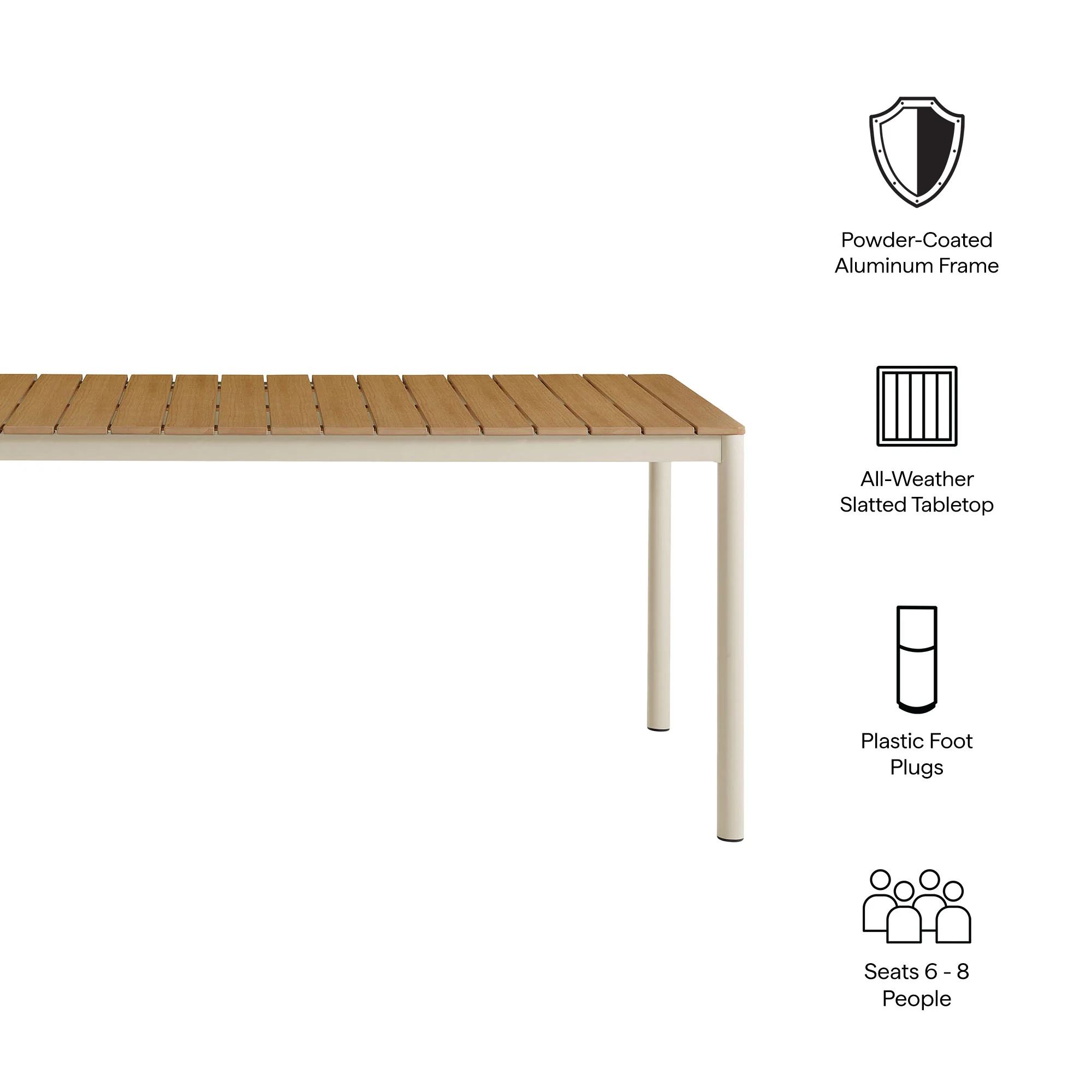 Finn 71" Outdoor Patio Aluminum Dining Table with Faux Wood Top by Modway - Image 8