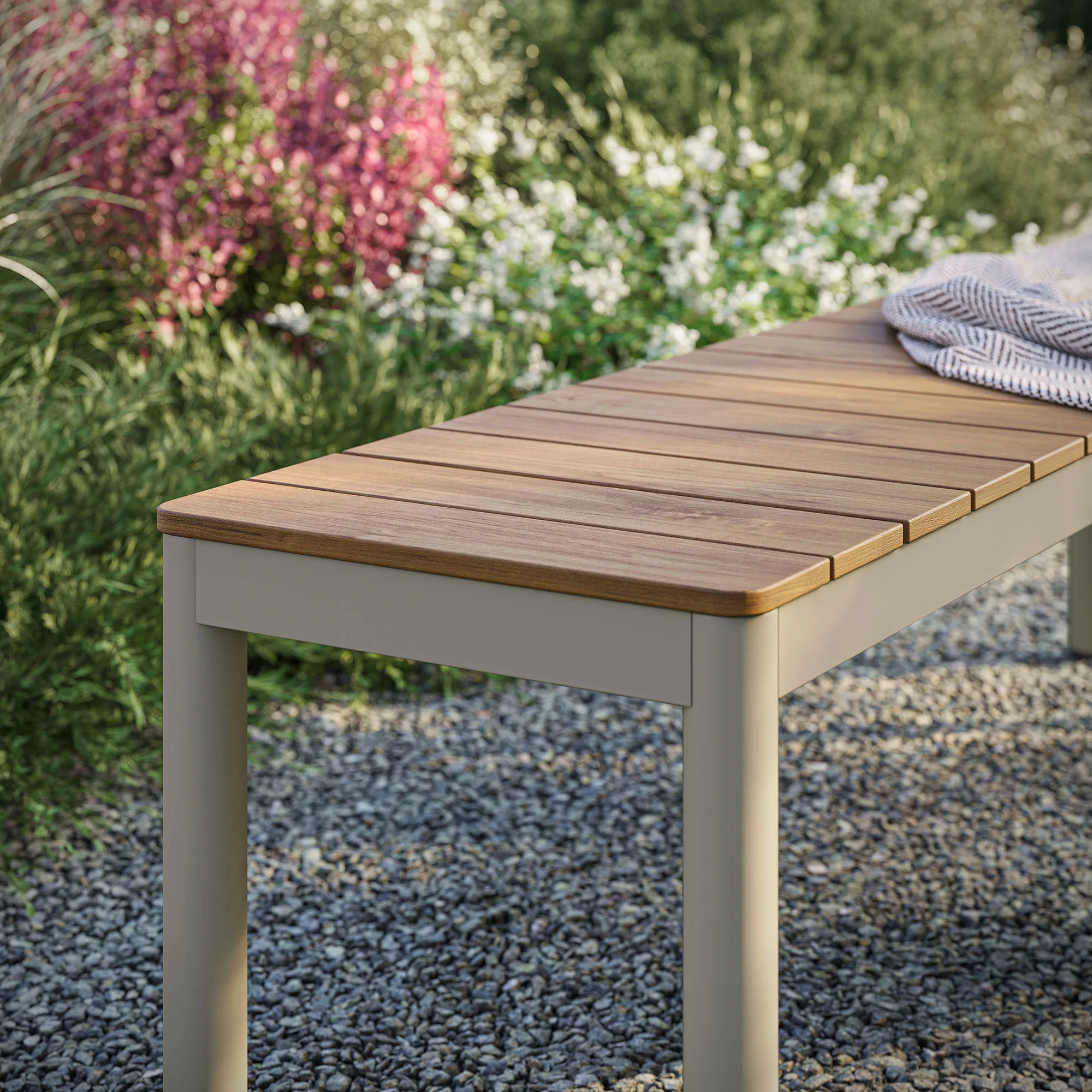 Finn Outdoor Patio Aluminum Bench with Faux Wood Top by Modway - Image 7
