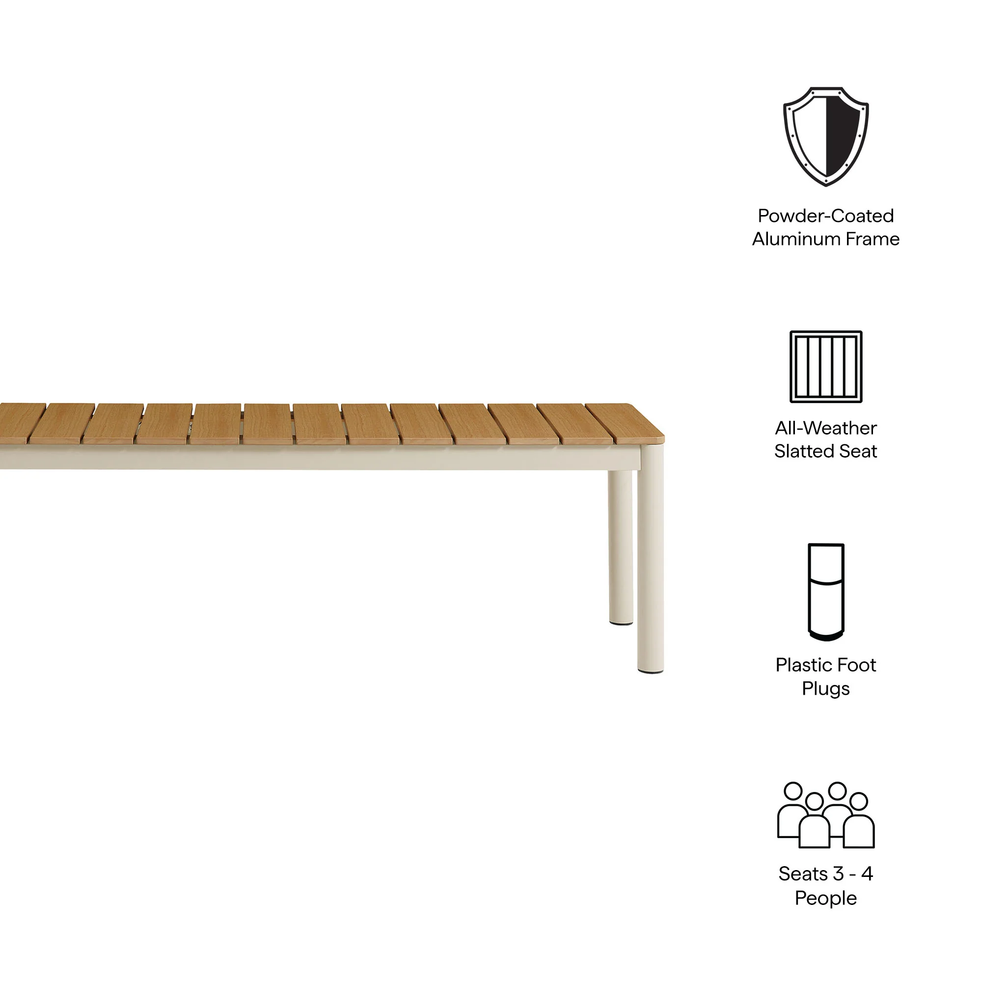 Finn Outdoor Patio Aluminum Bench with Faux Wood Top by Modway - Image 8